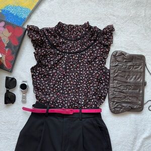 LOFT Timeless Black Floral Blouse